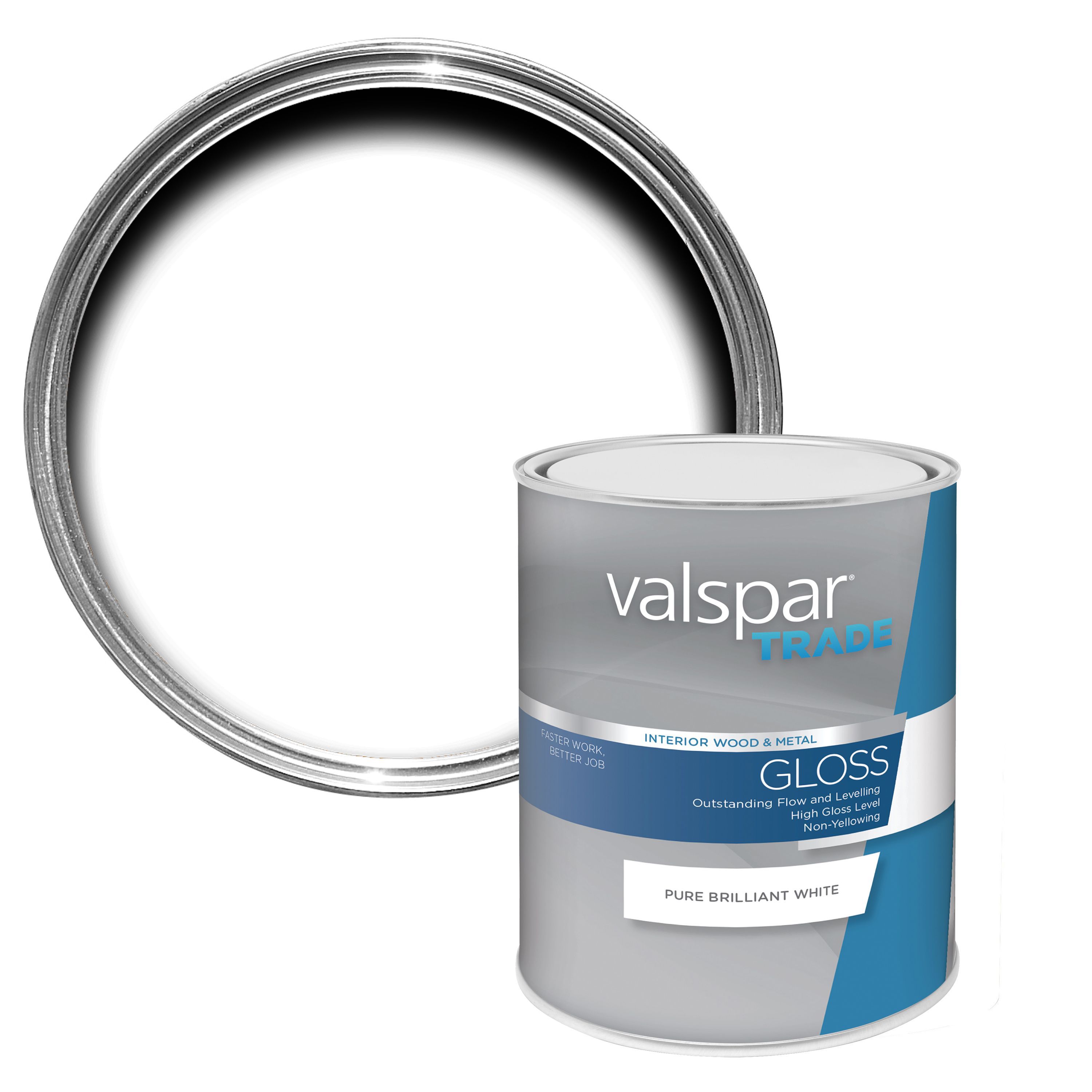 Valspar Trade Pure brilliant white Gloss Metal & wood paint, 1L DIY