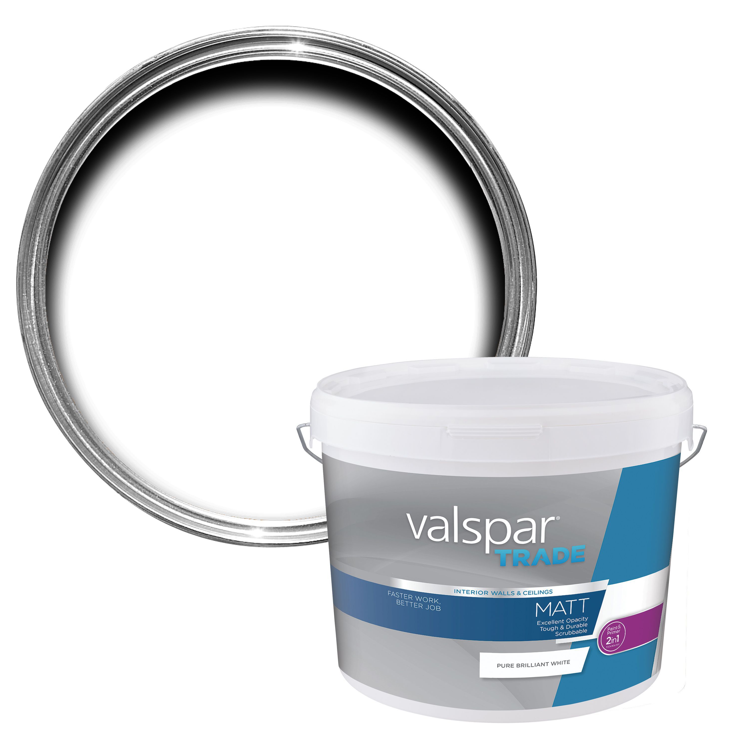 Valspar Trade Pure brilliant white Matt Emulsion paint, 10L DIY at B&Q