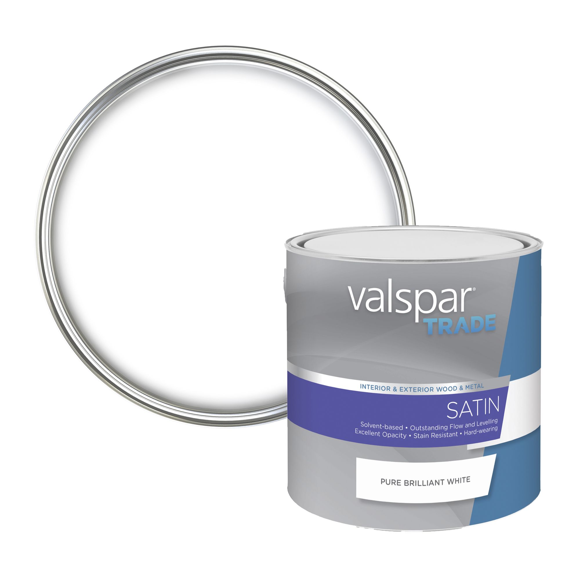 Valspar Trade Pure brilliant white Satinwood Metal & wood paint, 2.5L