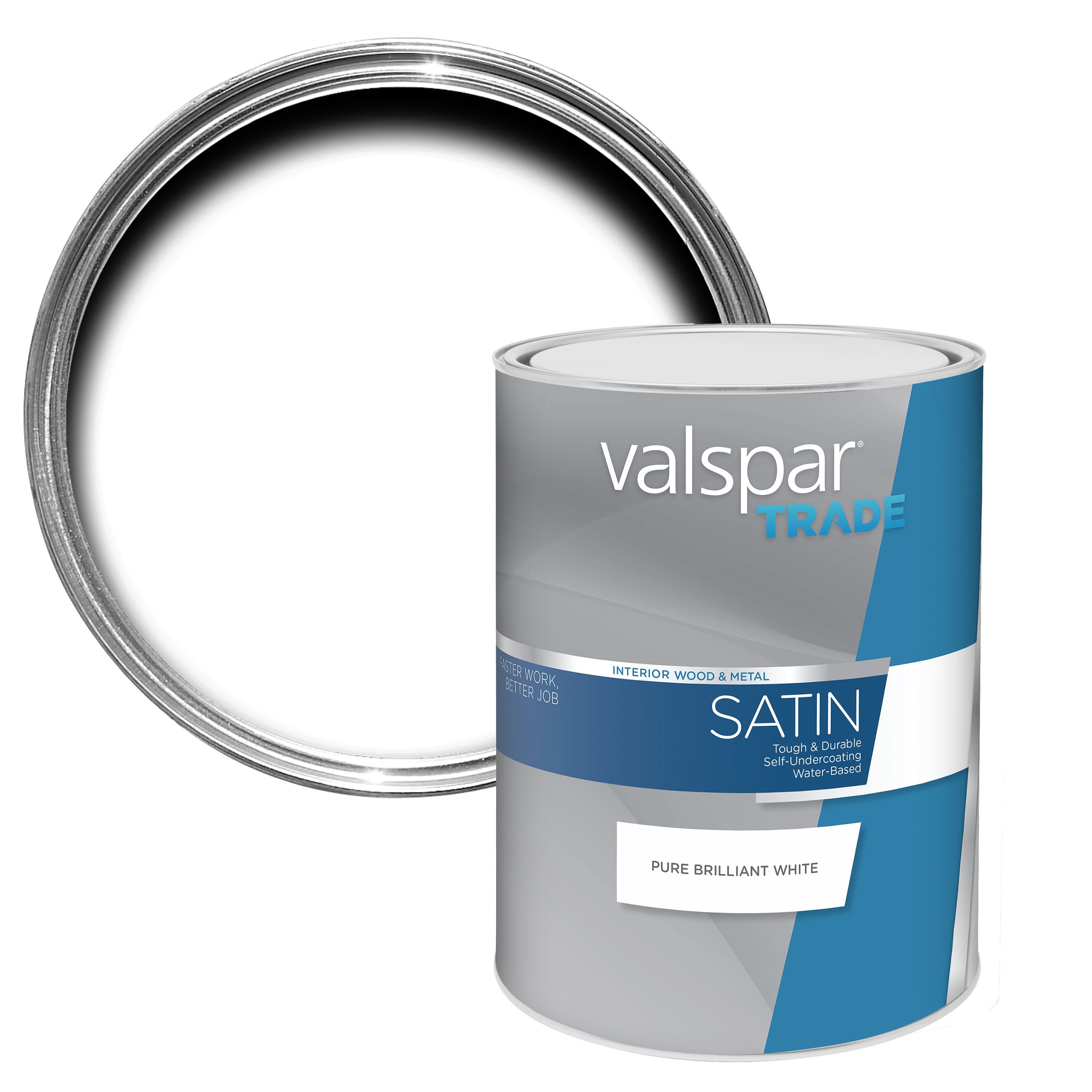 Valspar Trade Pure brilliant white Satinwood Metal & wood paint, 5L