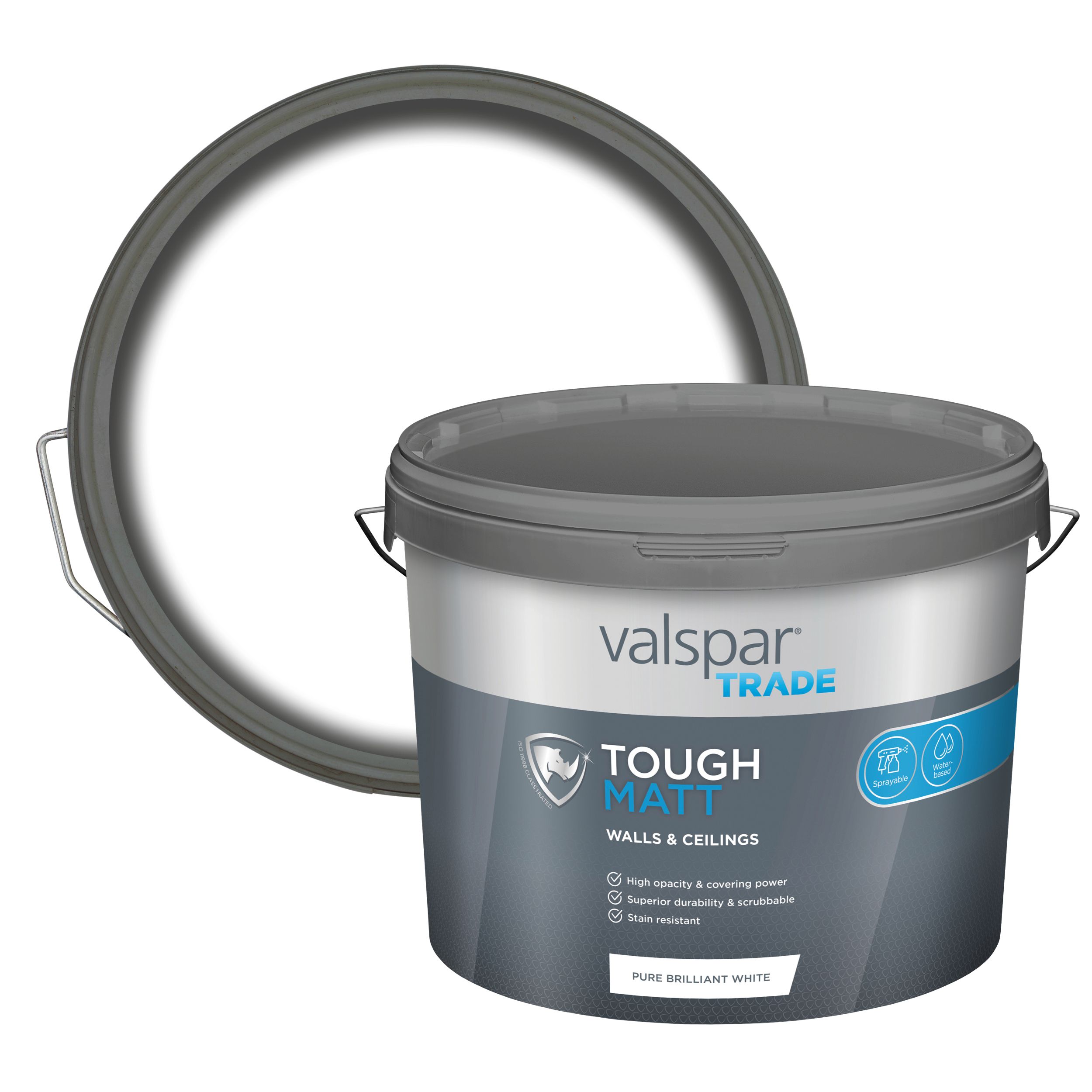 Valspar Trade Tough Pure Brilliant White Matt Emulsion paint, 10L