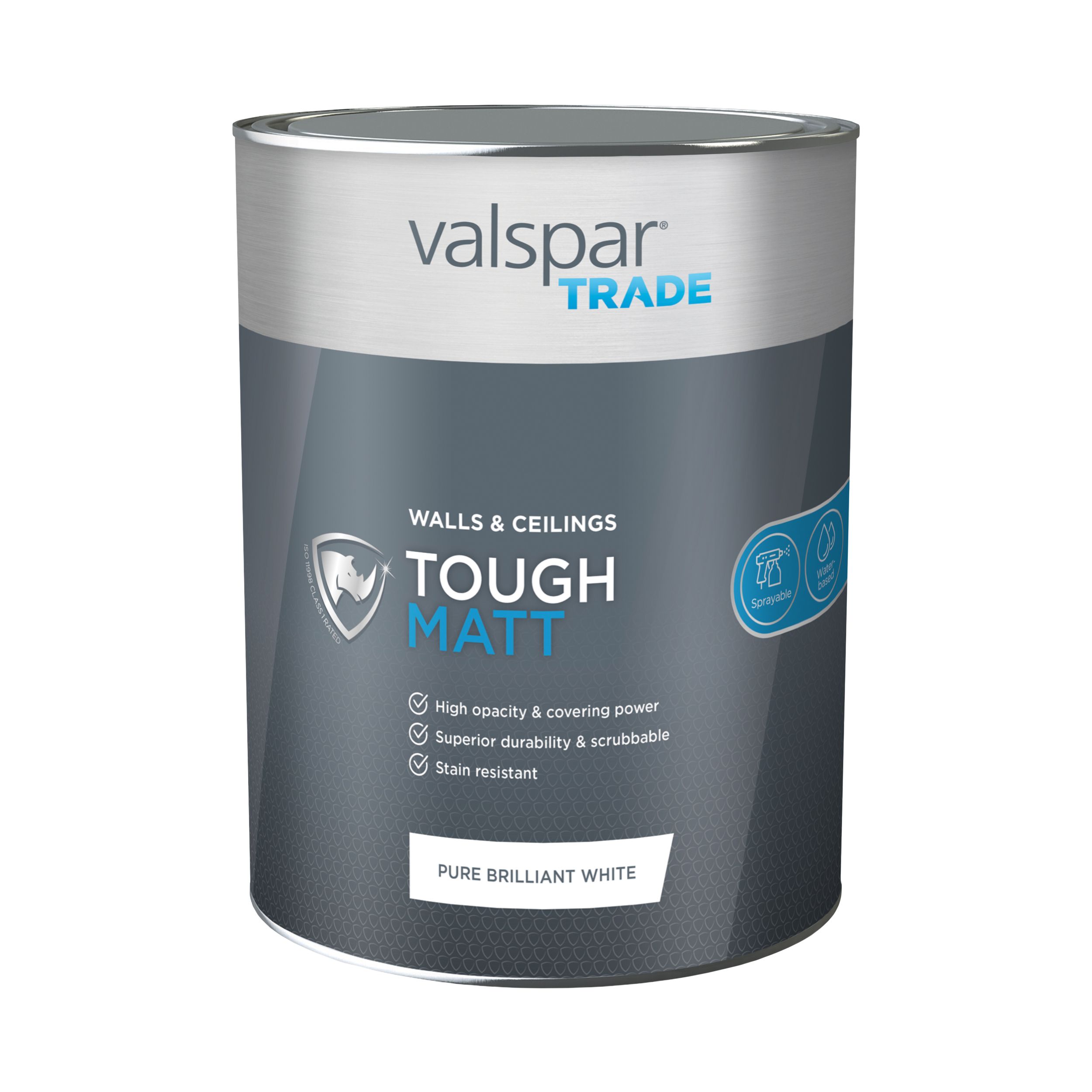 Valspar Trade Tough Pure Brilliant White Matt Emulsion paint, 5L