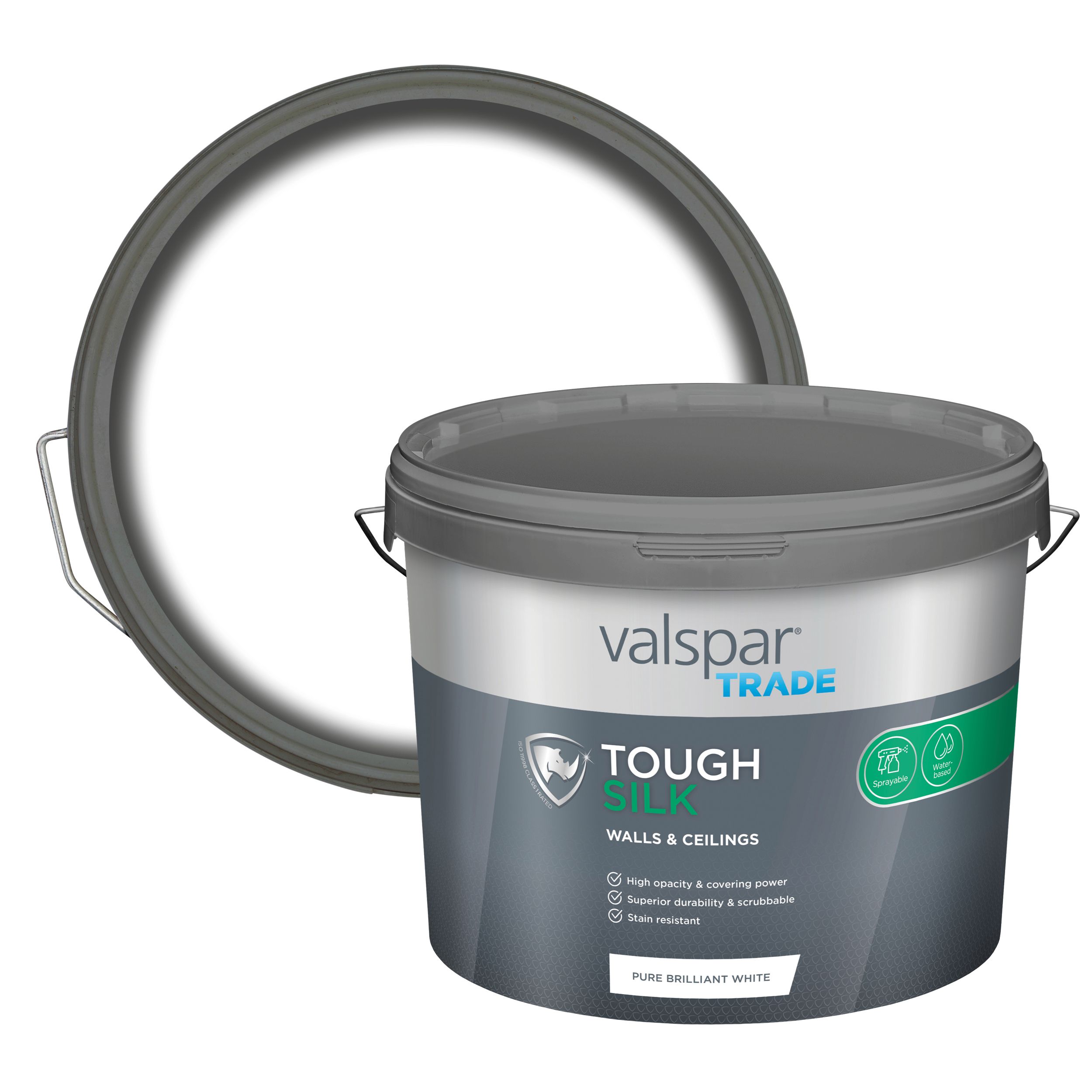 Valspar Trade Tough Pure Brilliant White Silk Emulsion paint, 10L