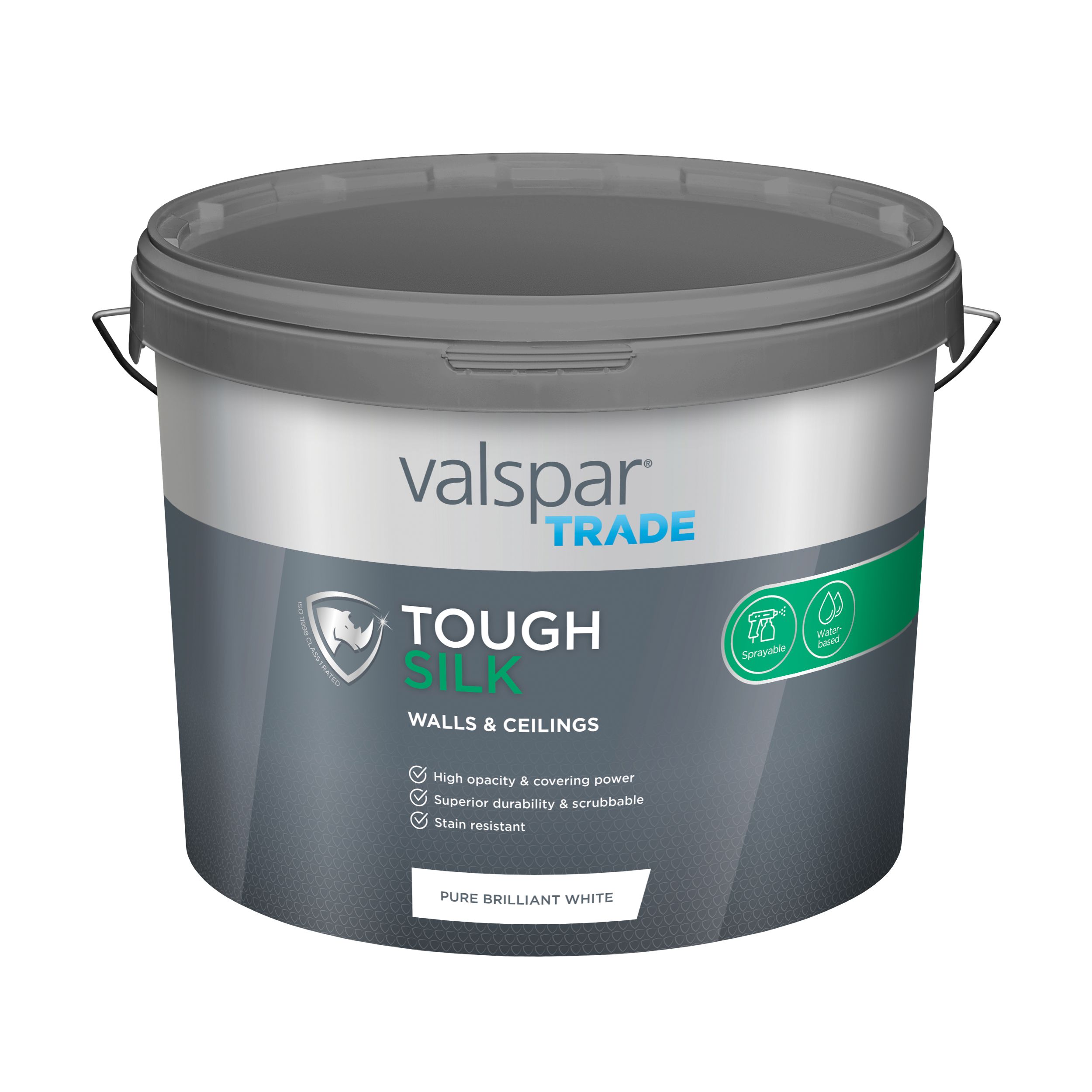 Valspar Trade Tough Pure Brilliant White Silk Emulsion paint, 10L