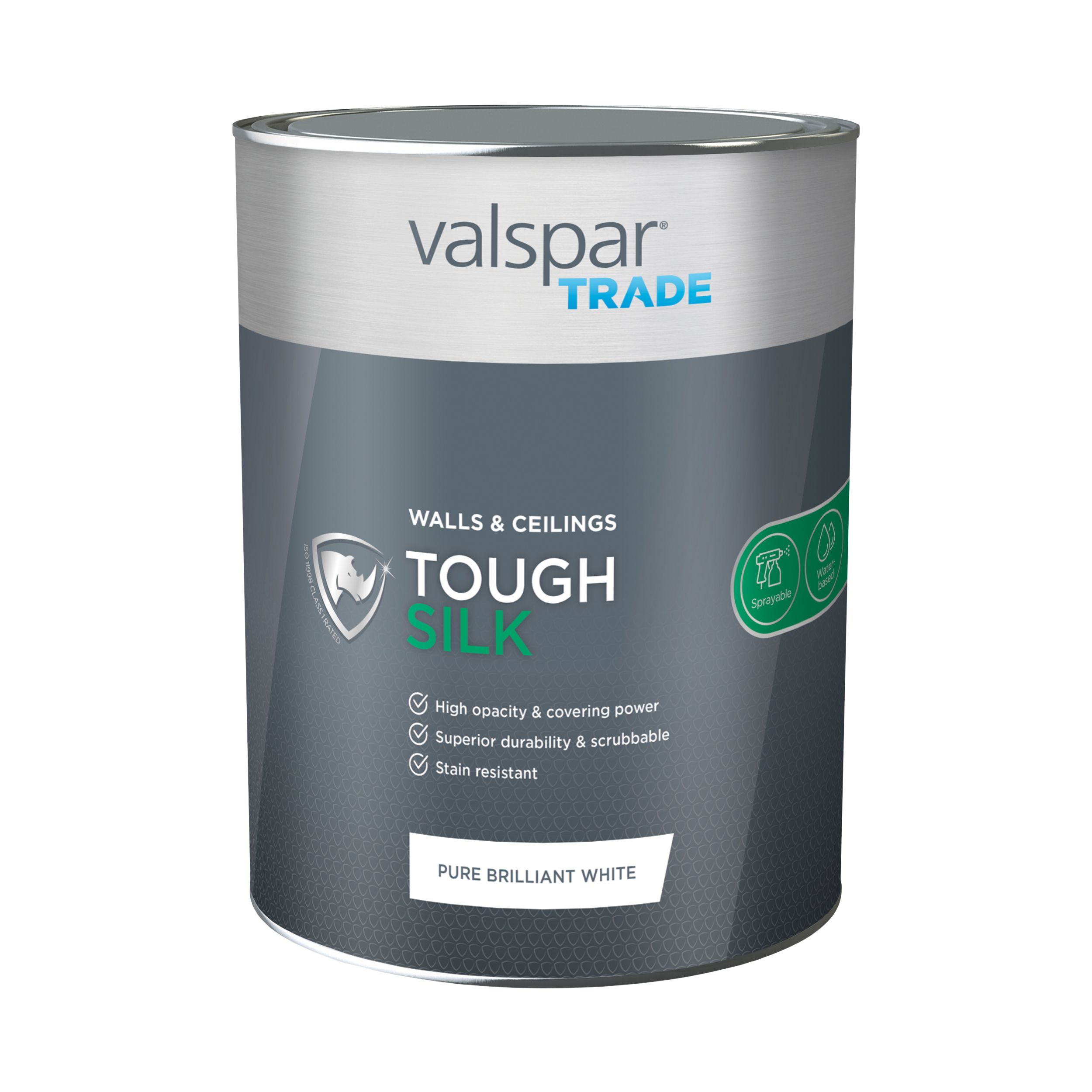 Valspar Trade Tough Pure Brilliant White Silk Emulsion Paint, 5L | DIY ...