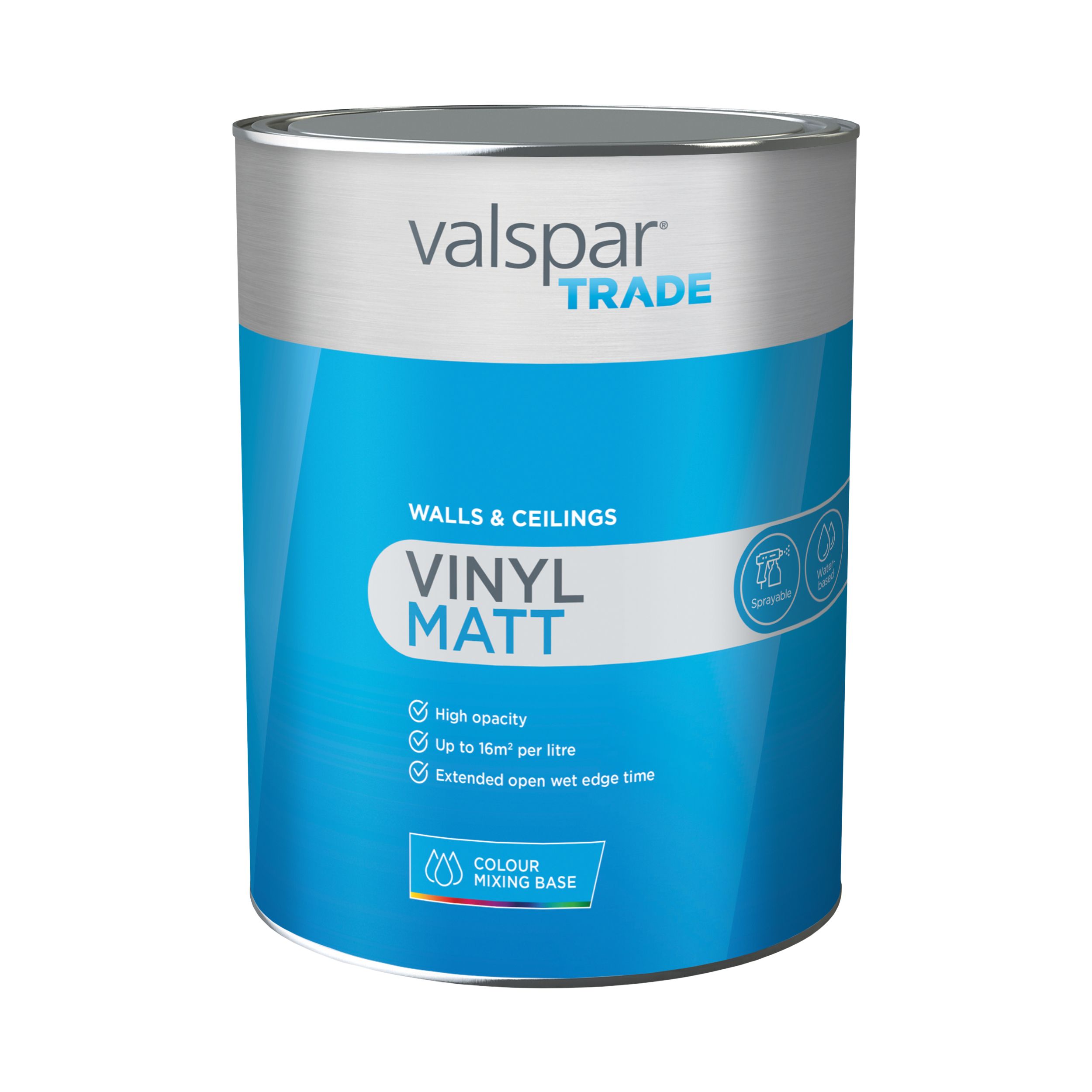 Valspar Trade Vinyl Interior Wall &amp; ceiling Matt Paint, Base A, 5L