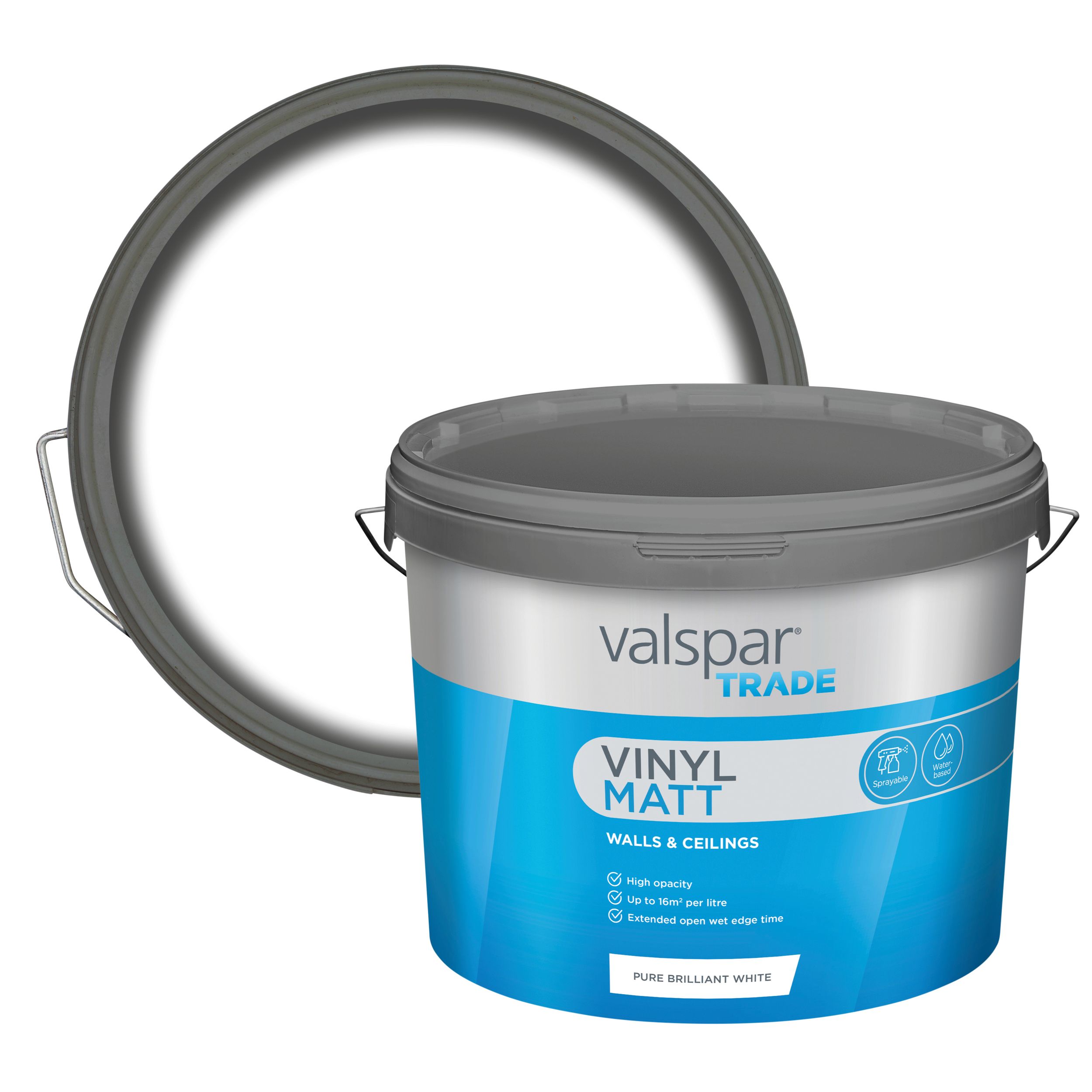 Valspar Trade Walls & Ceilings Pure Brilliant White Vinyl matt Emulsion paint, 10L