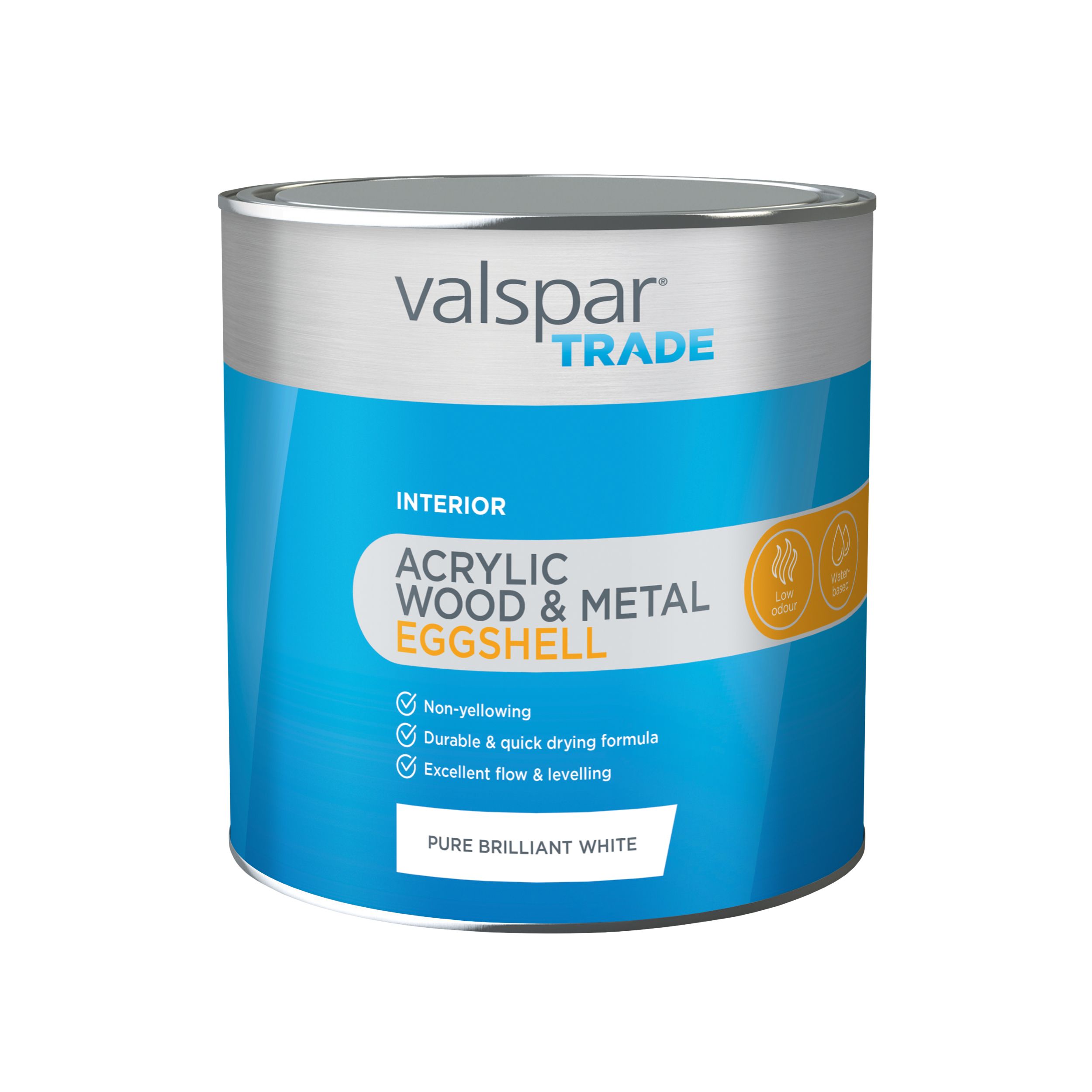 Valspar Trade Wood & Metal Pure brilliant white Eggshell Metal & wood paint, 2.5L