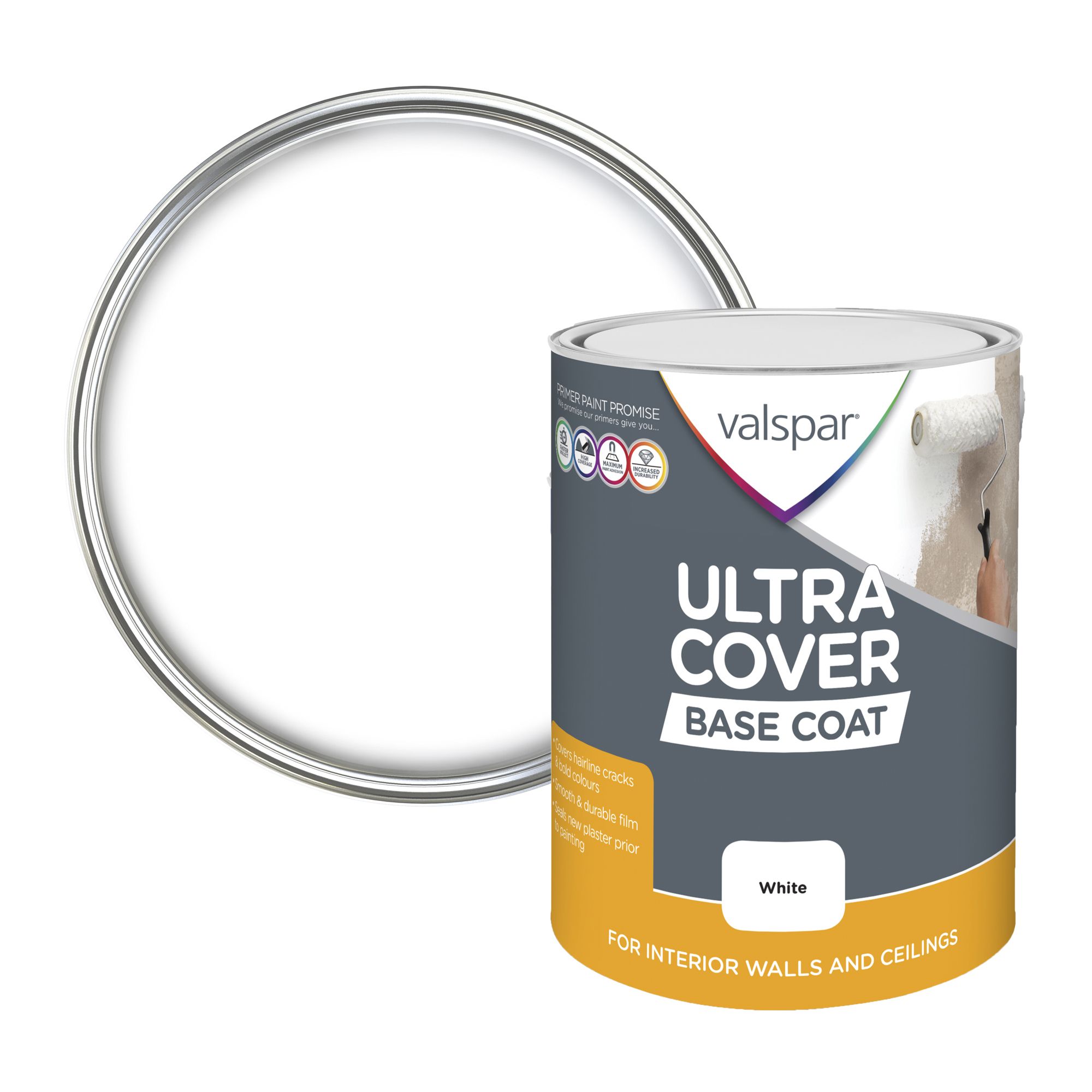 Valspar Ultra cover White Wall & ceiling Basecoat, 5L DIY at B&Q