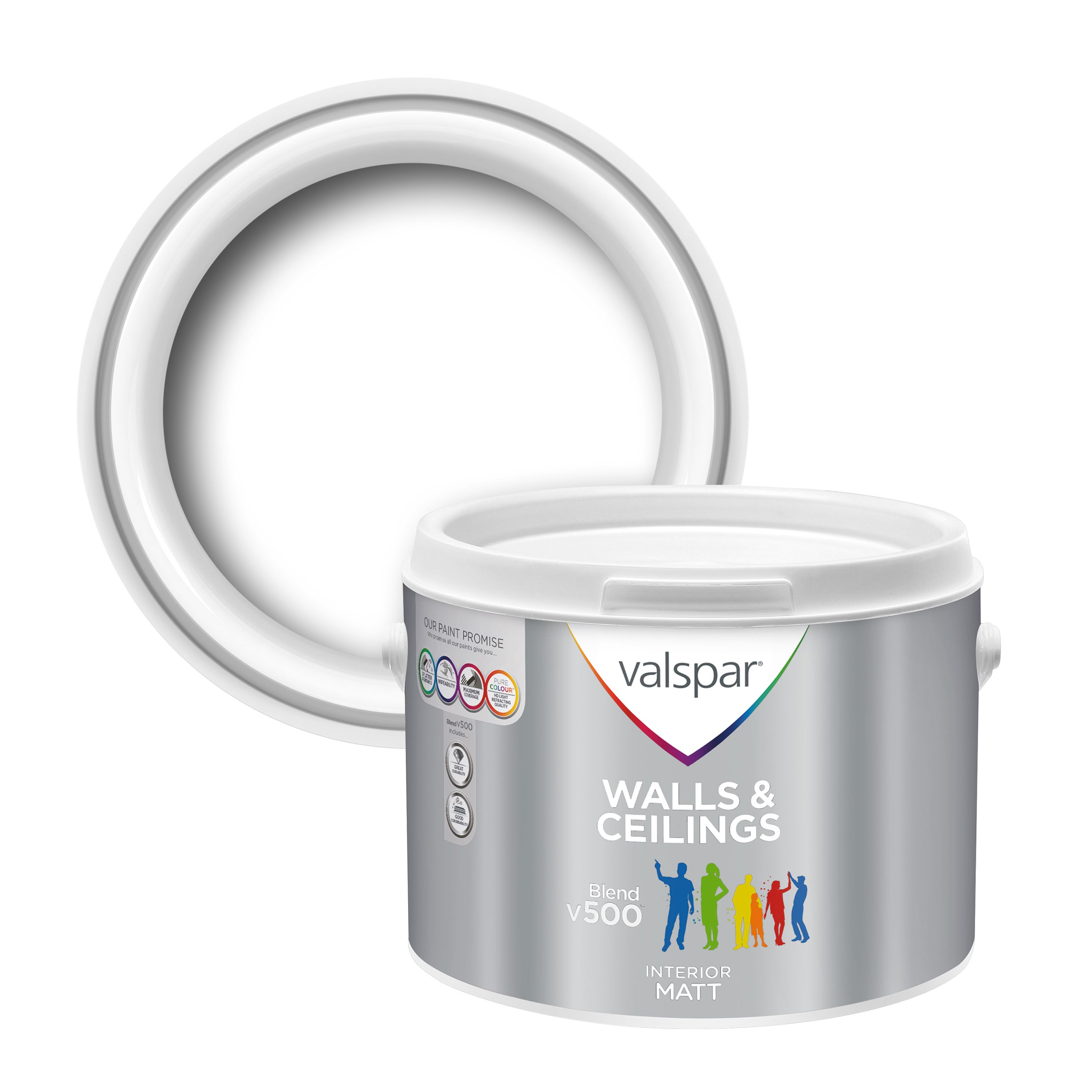 Valspar V500 Wall & ceiling Matt Emulsion, 2.5L DIY at B&Q