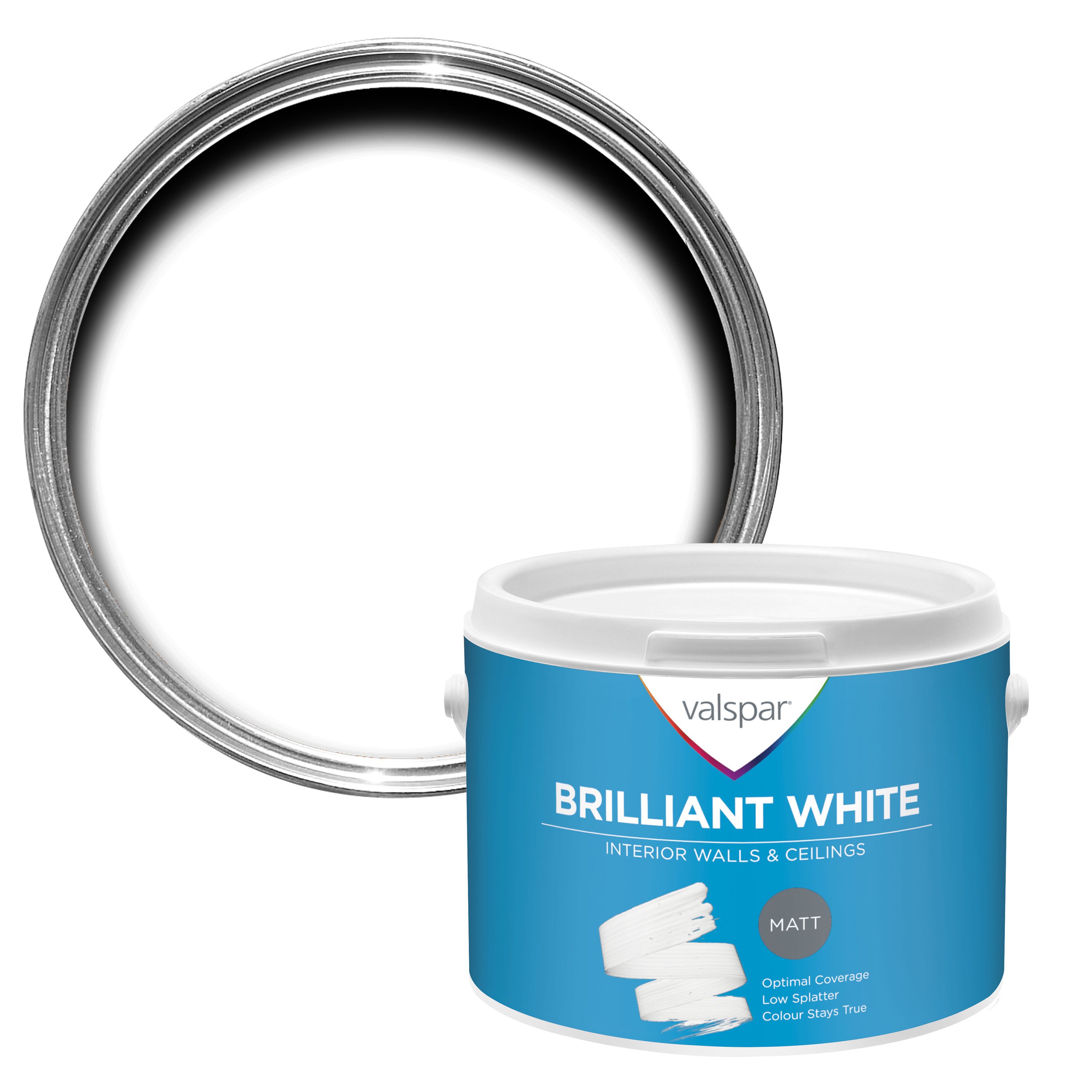 Valspar White Matt Emulsion paint, 2.5L DIY at B&Q