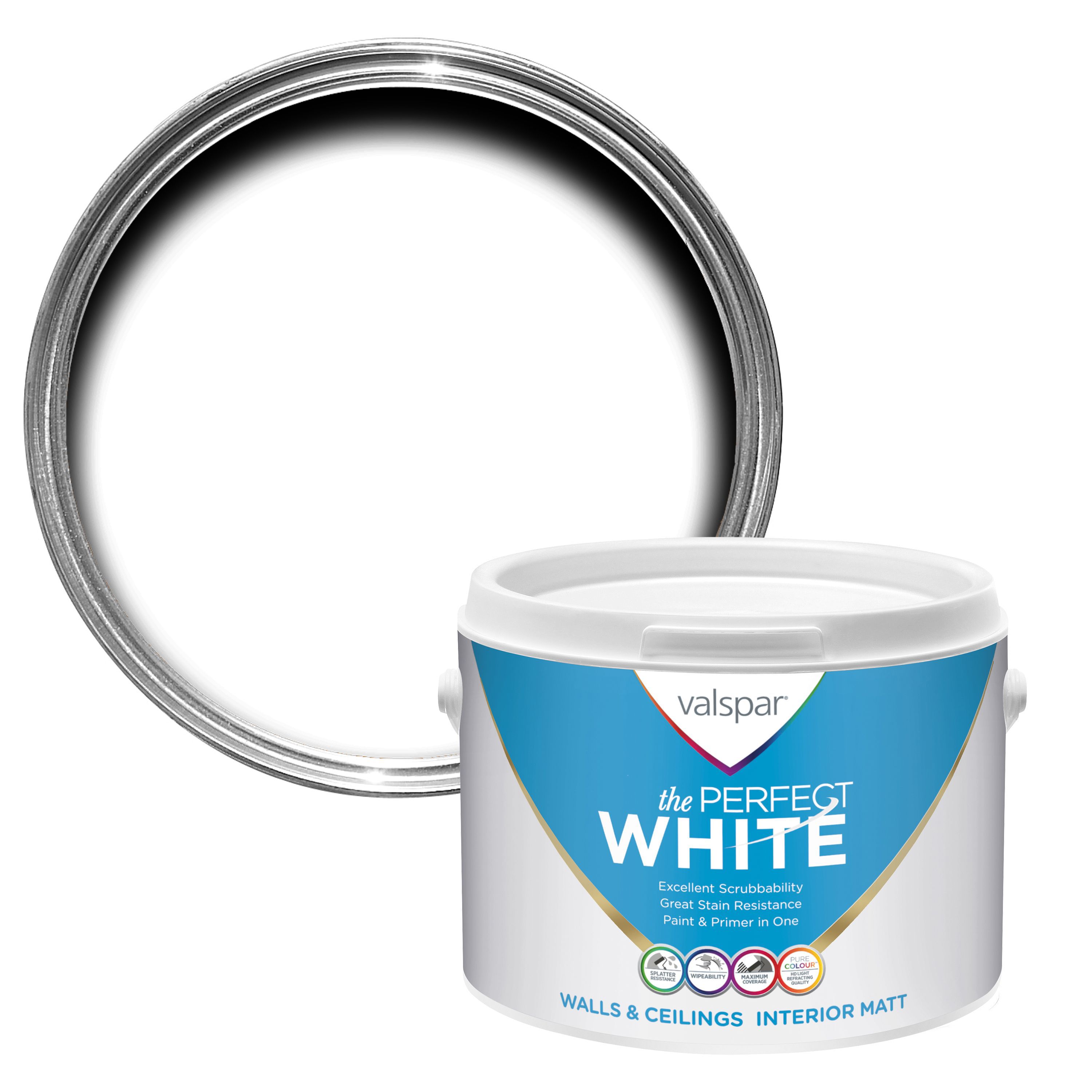 Valspar White Matt Emulsion Paint, 2.5L | DIY At B&Q