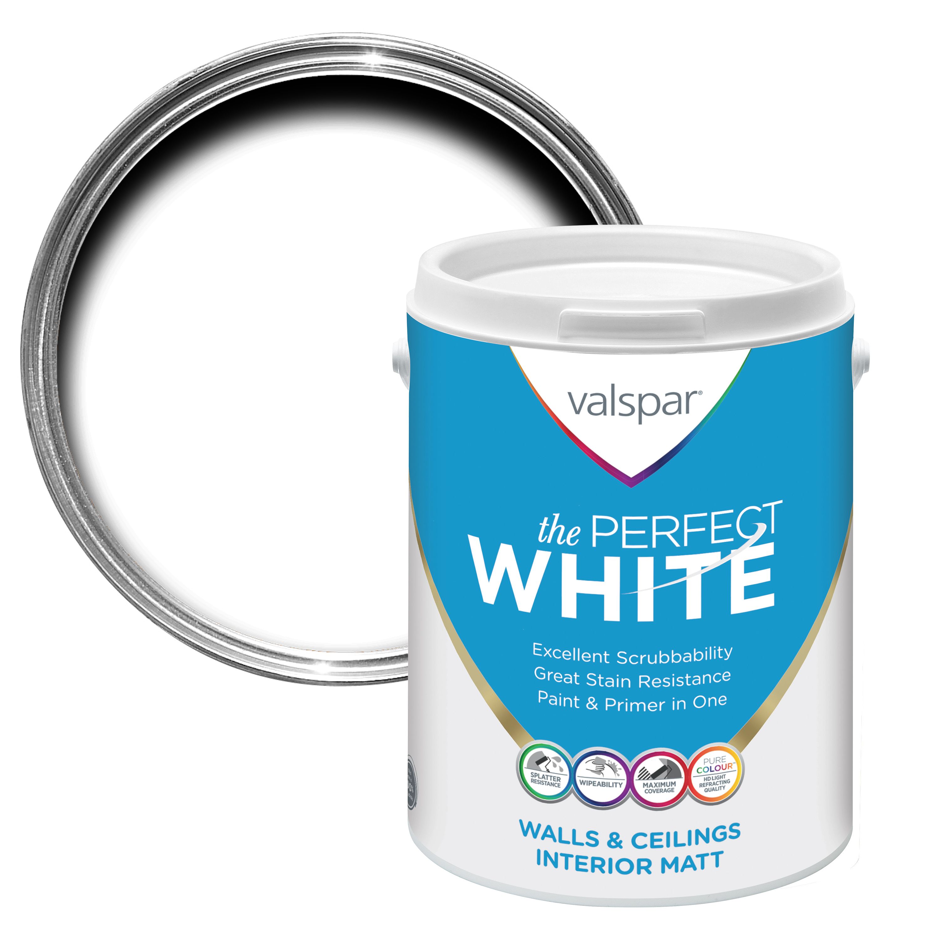 Valspar White Matt Emulsion paint, 5L DIY at B&Q