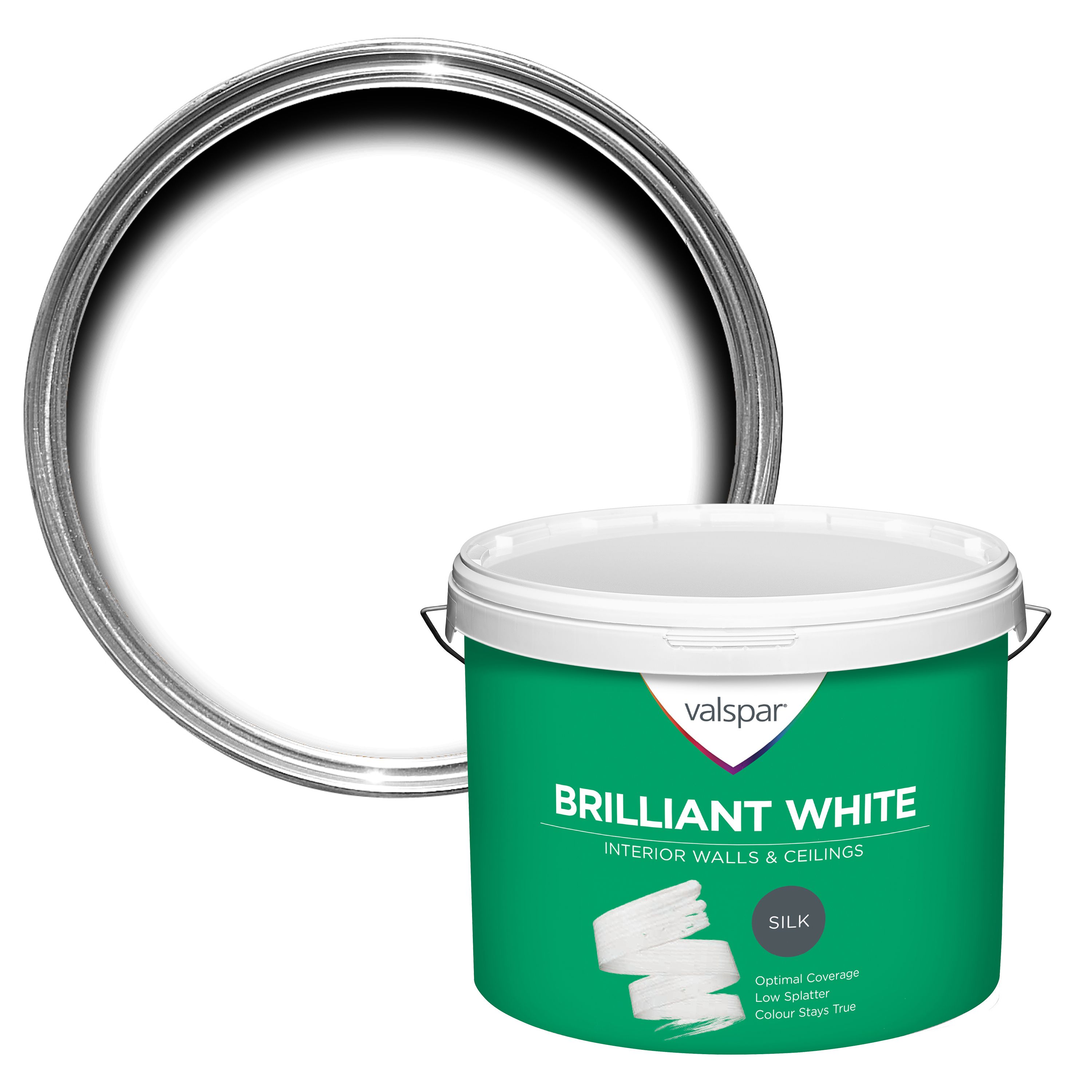 Valspar White Silk Emulsion paint, 10L DIY at B&Q