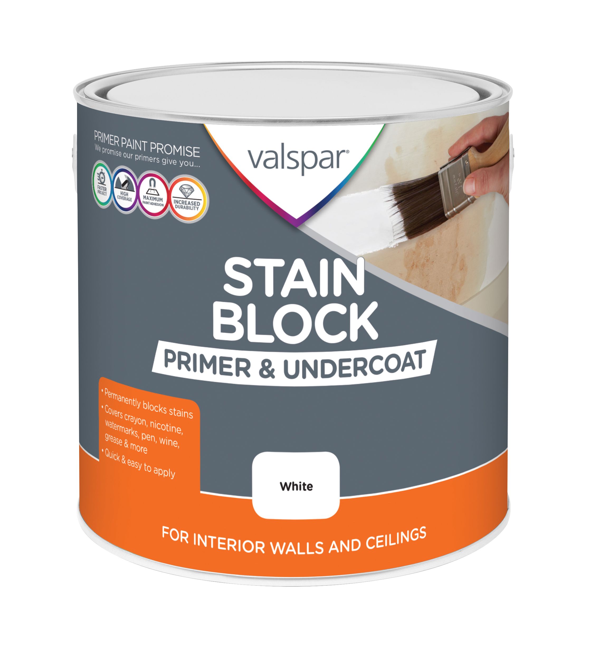 Valspar White Wall & ceiling Primer & undercoat, 2.5L DIY at B&Q