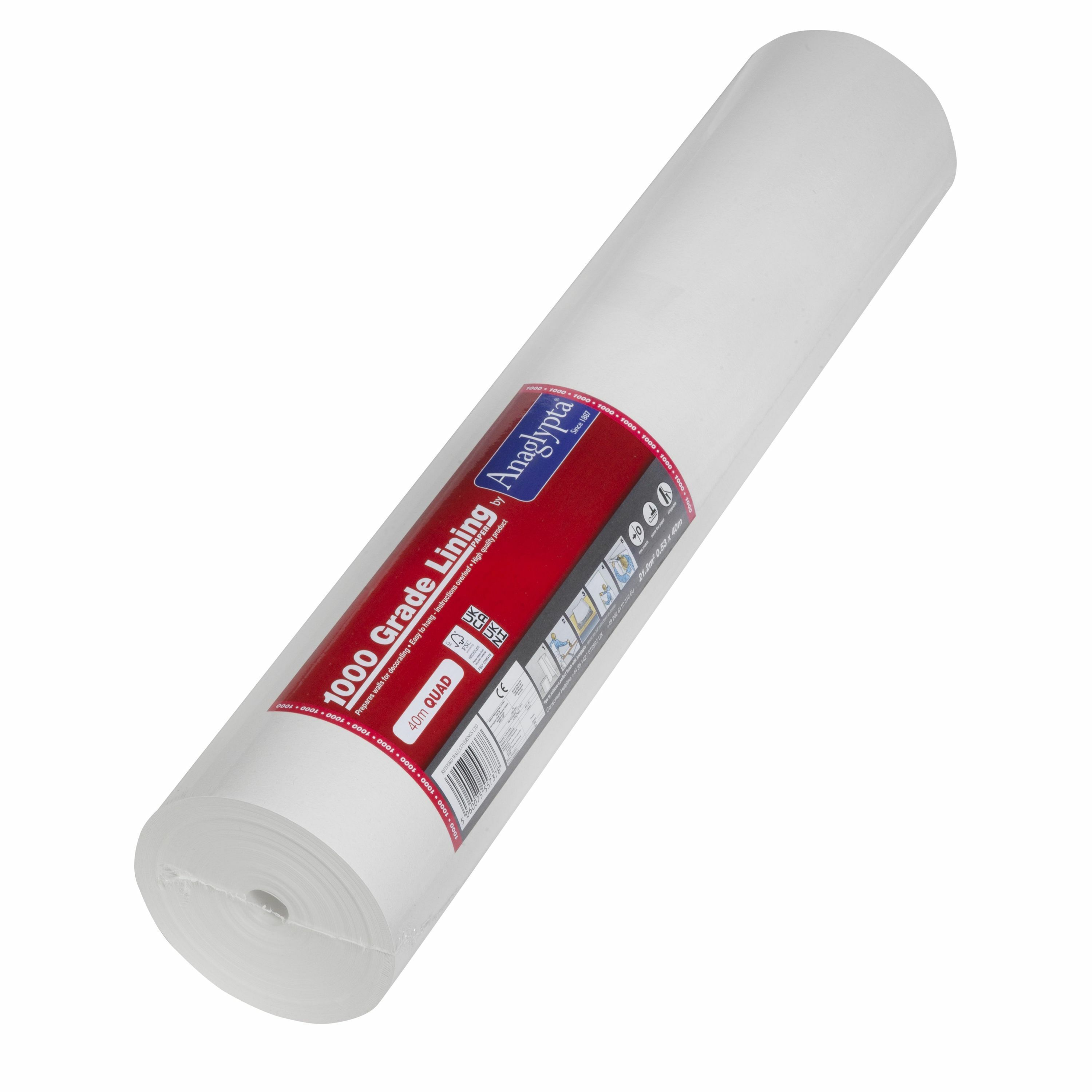 Value Smooth 1000 grade Lining paper, (L)40m x (W)53cm