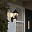 Varennes Fixed Matt Black PIR Motion sensor Outdoor Lantern Wall light 60W