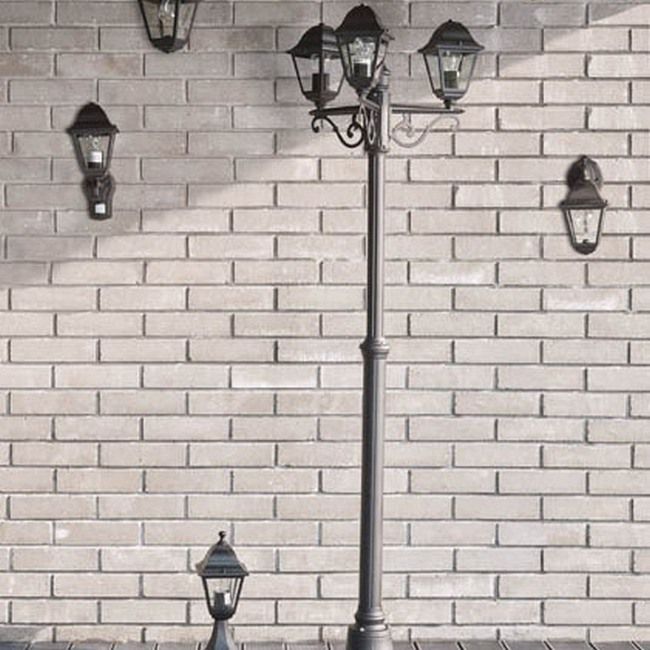 Varennes Fixed Matt Black PIR Motion sensor Outdoor Lantern Wall light 60W