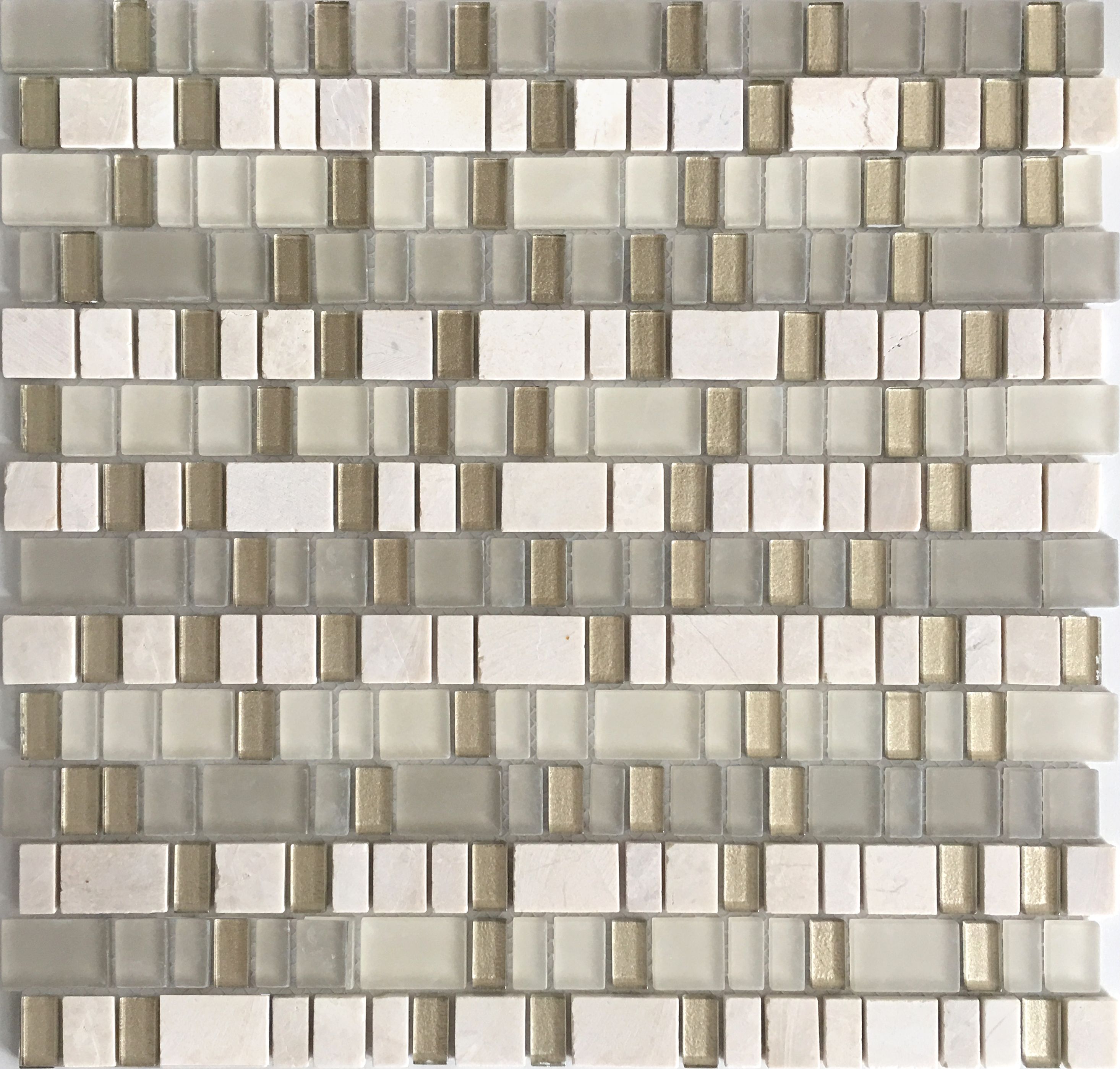 Varese Beige Glass & marble Mosaic tile, (L)309mm (W)306mm | DIY at B&Q