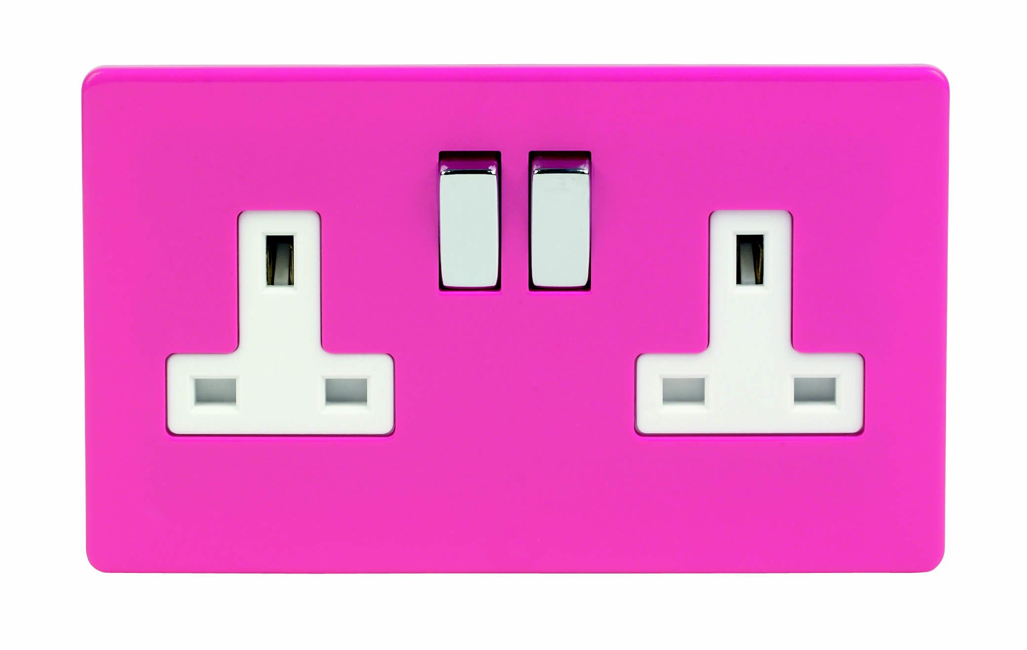 Varilight 13A 240V Gloss Pink Socket