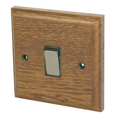 Varilight 20A 1 way 1 gang Light switch Brown Oak effect