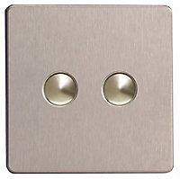 Varilight 6A 2 way Silver effect Double Push light Switch