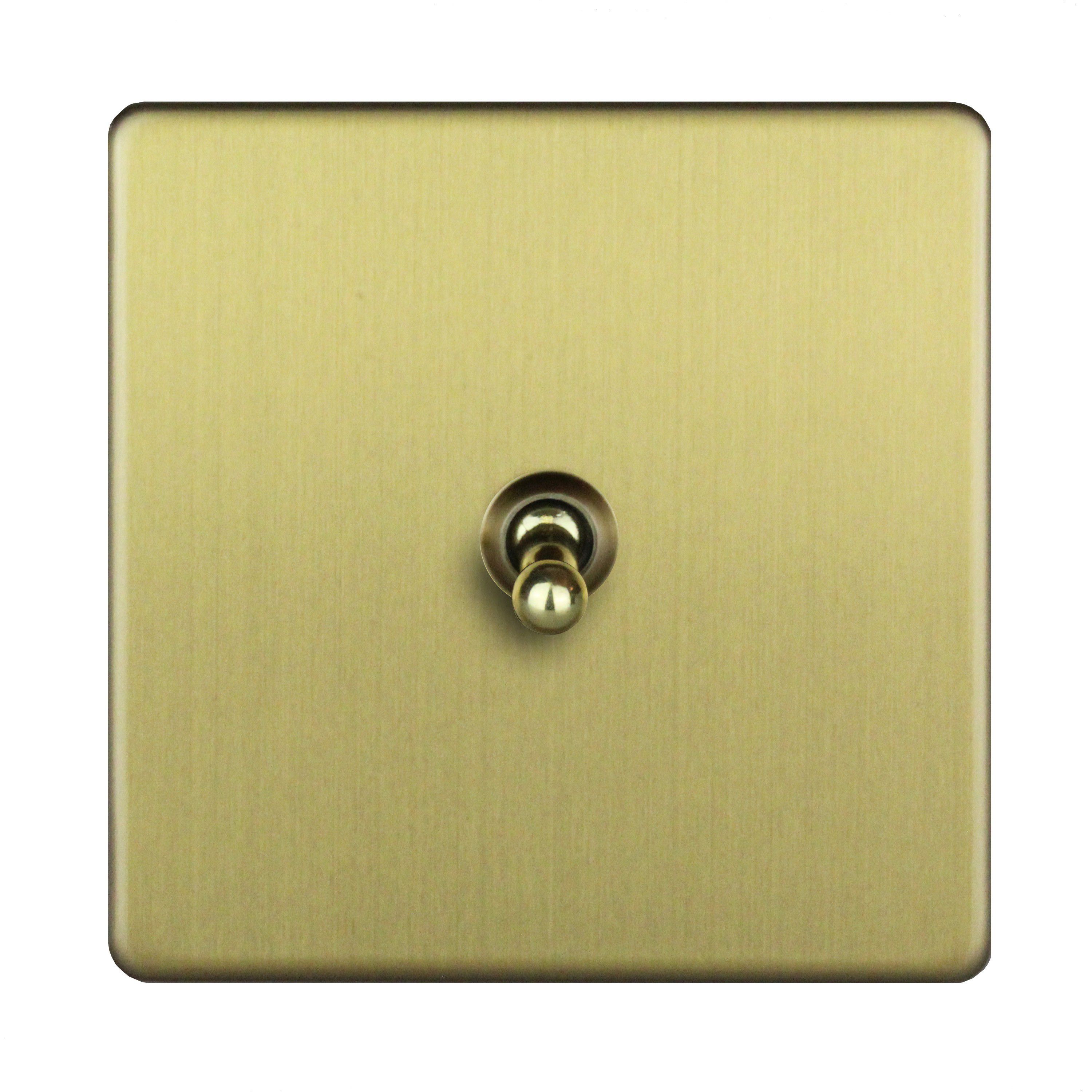 Varilight Brass 10A 2 way 1 gang Toggle Screwless Switch