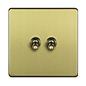 Varilight Brass effect 10A 2 way 2 gang Toggle Switch
