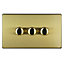 Varilight Brass Flat profile Double 2 way Screwless Dimmer switch