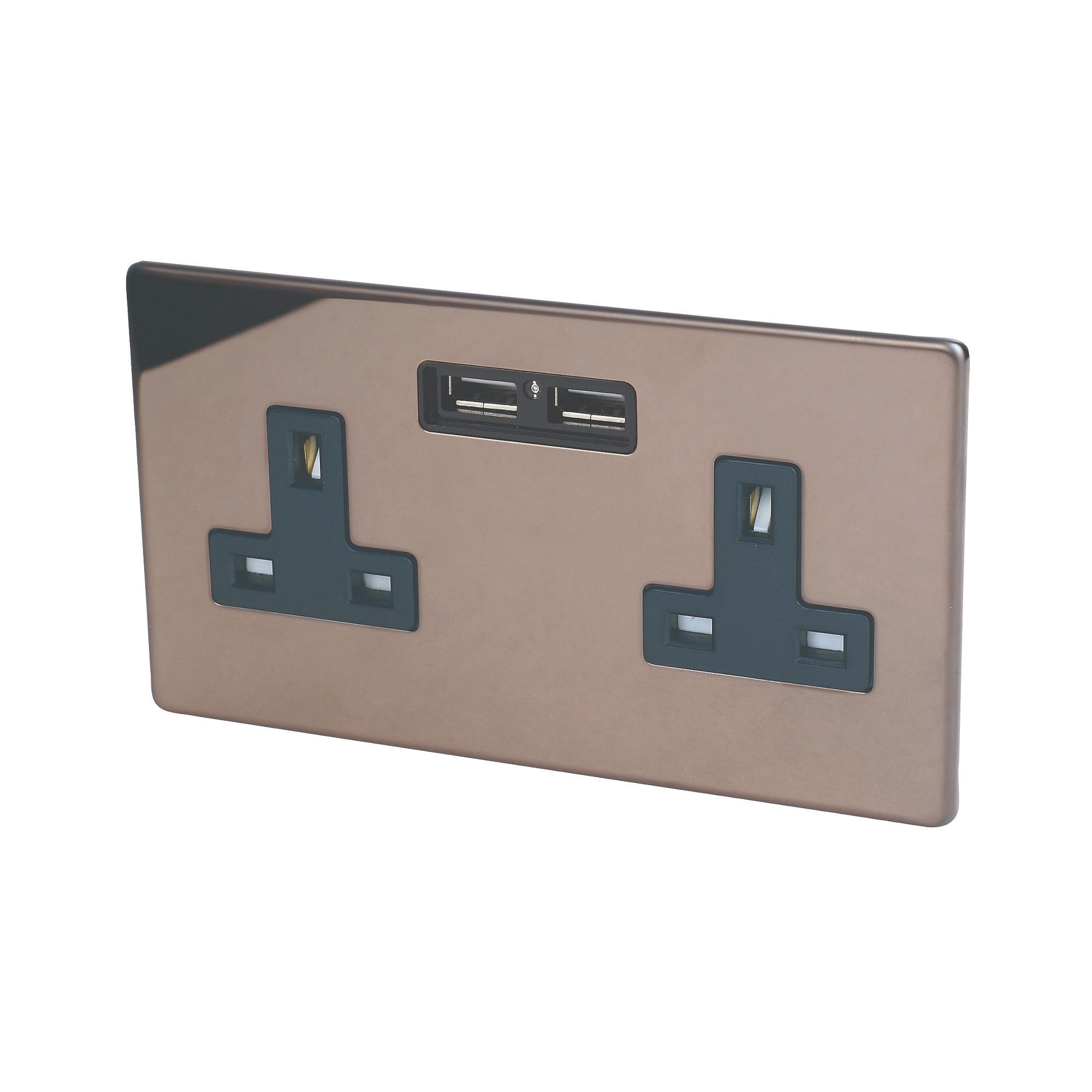 Varilight Bronze effect Double USB socket, 2 x 2.1A USB