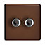 Varilight Brown Flat profile Single 2 way Screwless Dimmer switch
