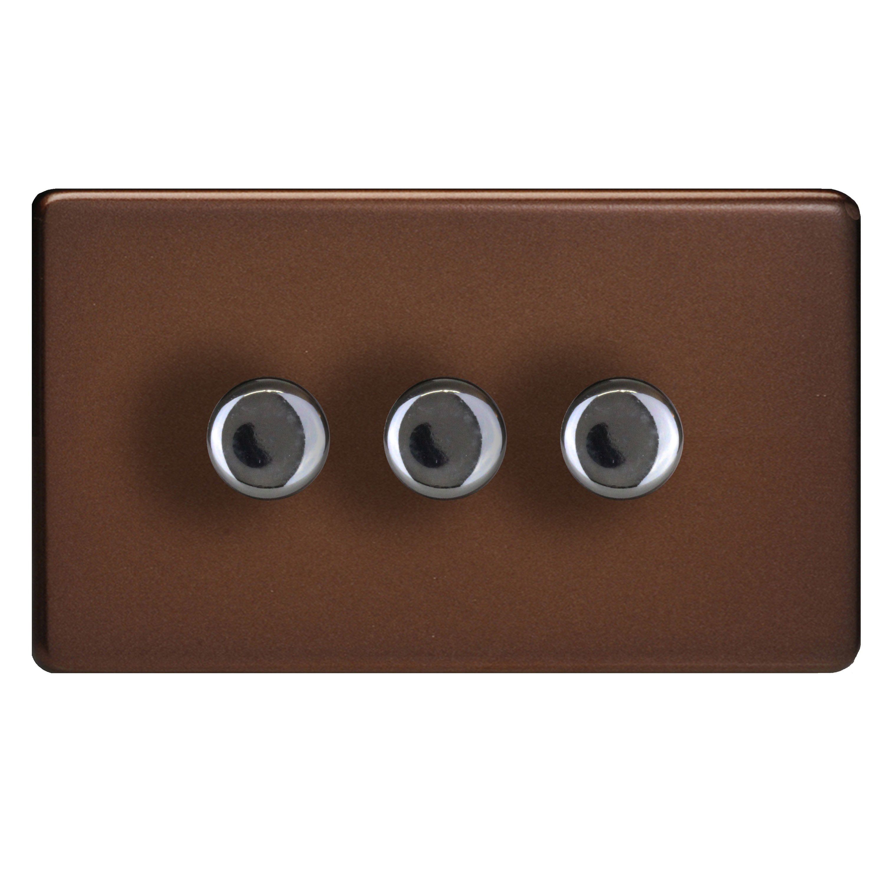 Varilight Brown profile Double 2 way Screwless Dimmer switch