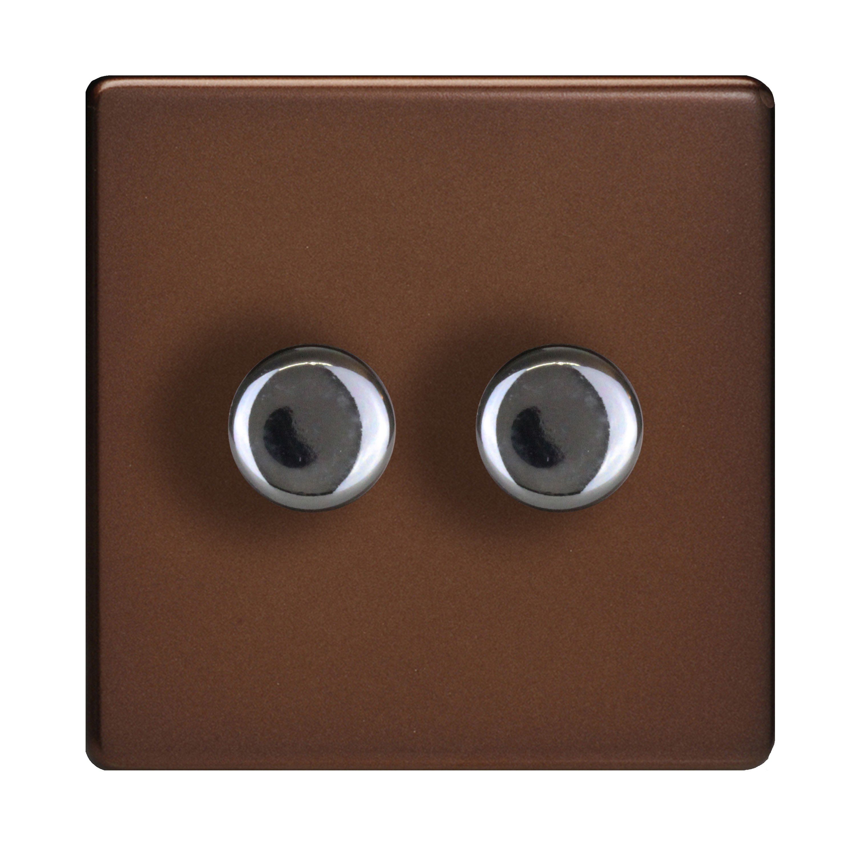 Varilight Brown profile Single 2 way Screwless Dimmer switch
