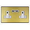 Varilight Brushed Gold effect Double USB socket, 2 x 2.1A USB