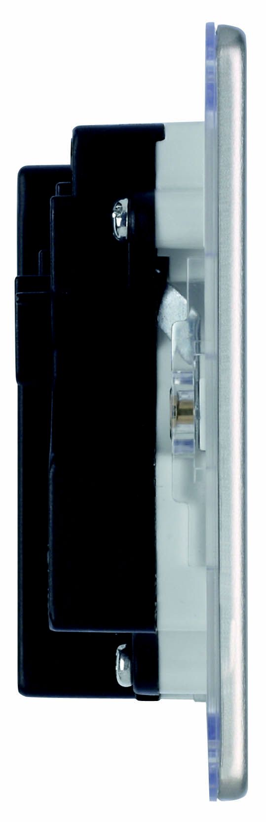 Varilight Double 13A Flat Unswitched Screwless Socket with USB, x2 & Black inserts
