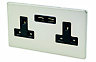 Varilight Double 13A Screwless Unswitched USB socket x2 & Black inserts