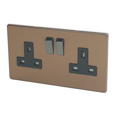 Varilight Double 13A Socket & Black inserts