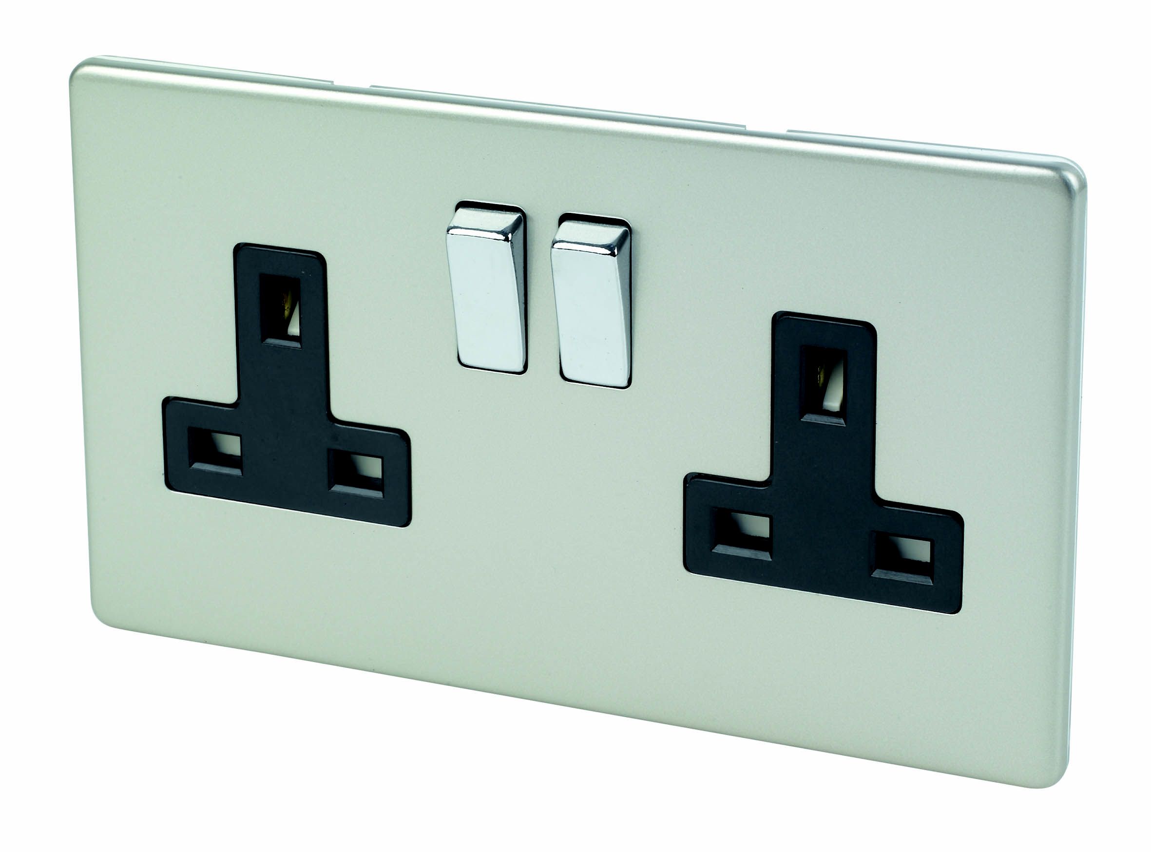 Varilight Double 13A Socket & Black inserts