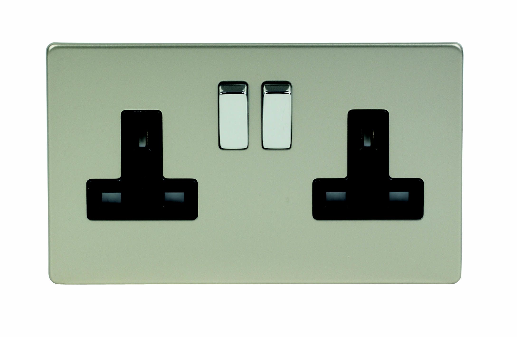 Varilight Double 13A Socket & Black inserts
