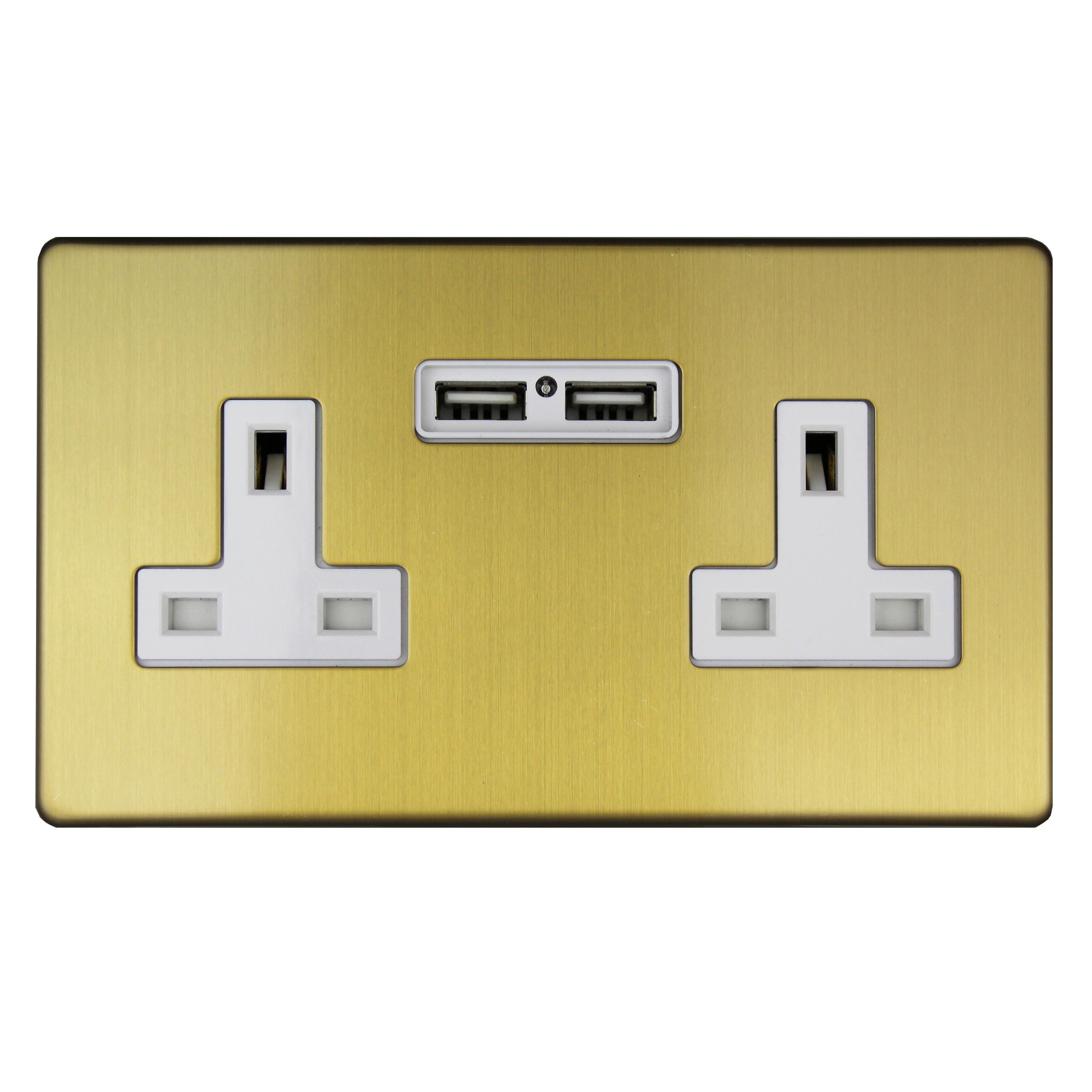 Varilight Gold effect Double USB socket, 2 x 2.1A USB