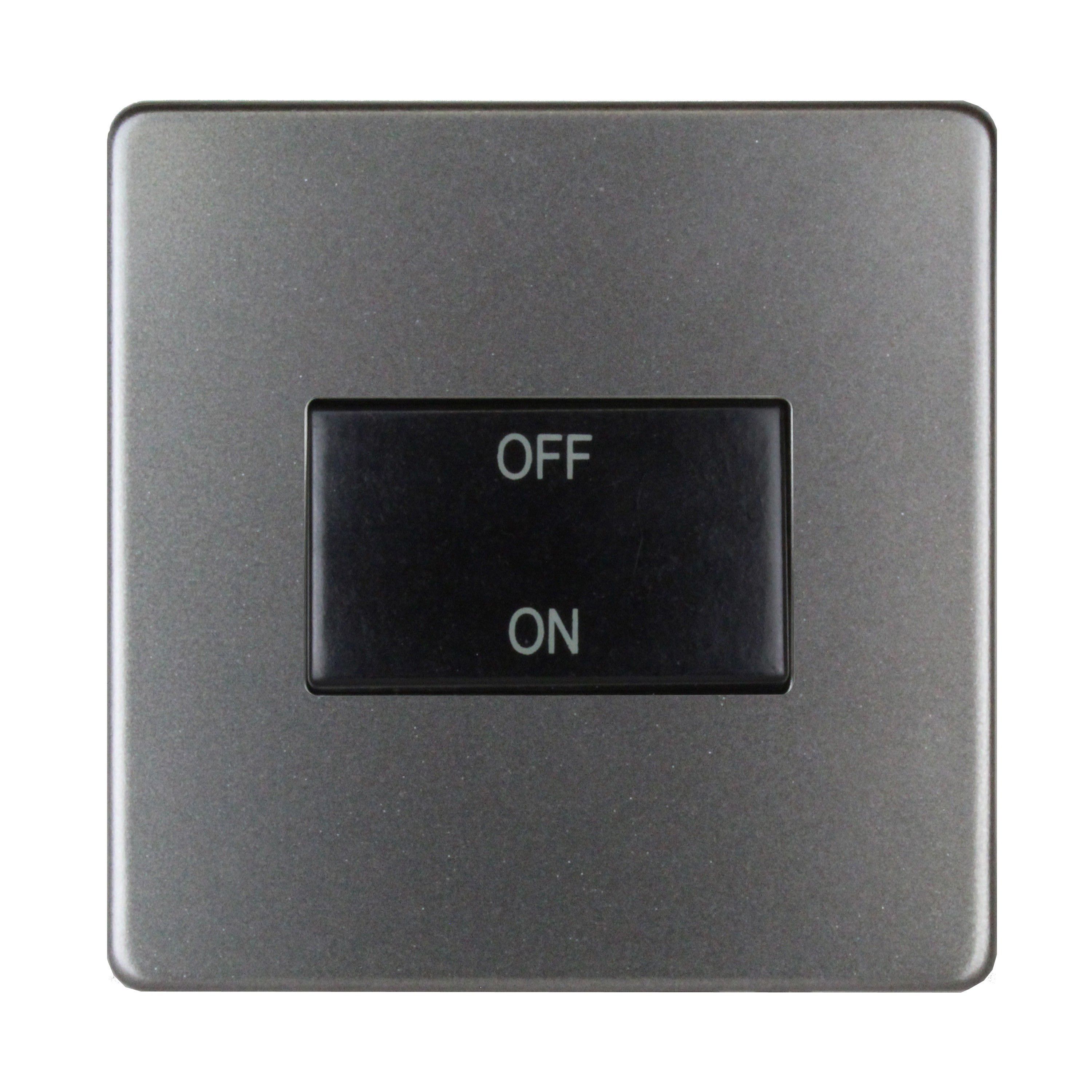 Varilight Grey 10A 1 way 1 gang Fan isolator Screwless Switch
