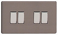 Varilight Grey 10A 2 way Flat Light Screwless Switch