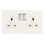 Varilight Ice white Double 13A Switched Socket with White inserts
