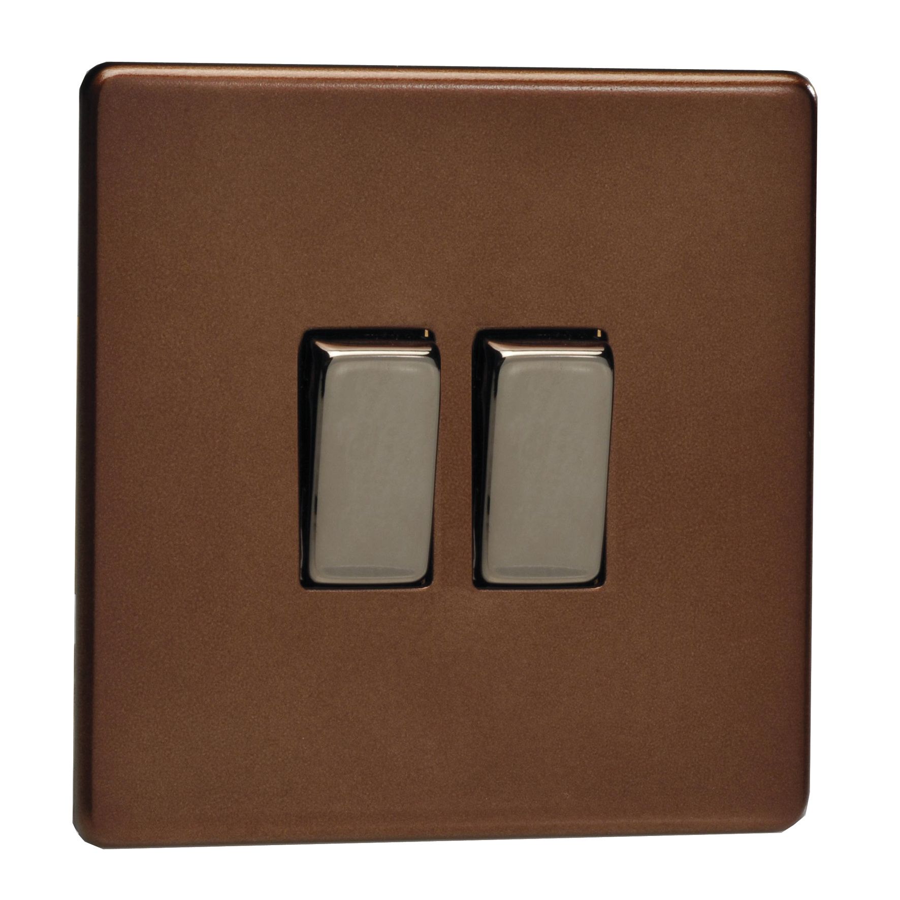 Varilight Mocha 10A 2 way 2 gang Light Screwless Switch