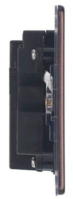 Varilight Mocha Double 13A Flat Unswitched Screwless Socket with USB, x2 & Black inserts
