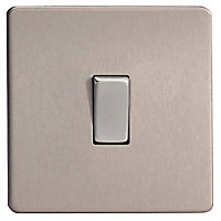 Varilight Silver 10A 2 way 1 gang Flat Light Screwless Switch
