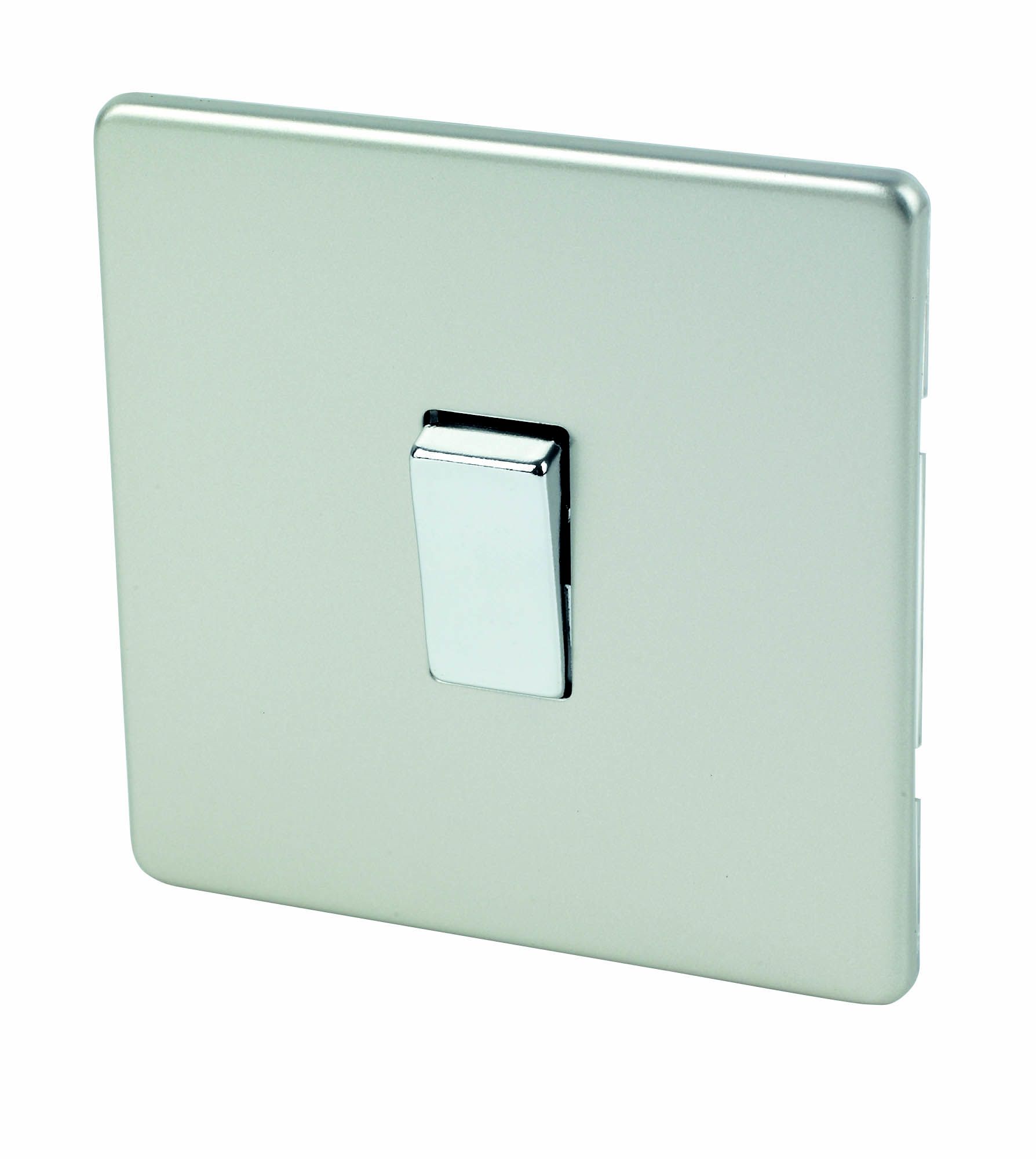 Varilight Silver 10A 2 way 1 gang Light Screwless Switch