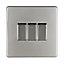 Varilight Silver 10A 2 way 3 gang Flat Light Screwless Switch