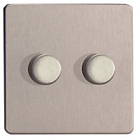 Varilight Silver effect Double 2 way Dimmer switch