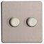 Varilight Silver effect Double 2 way Dimmer switch